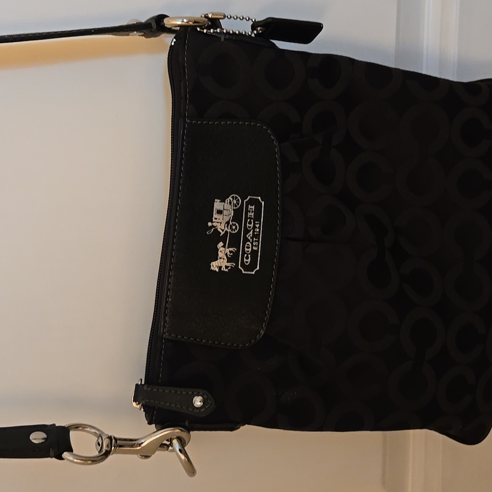 Coach purse black fabric and leather